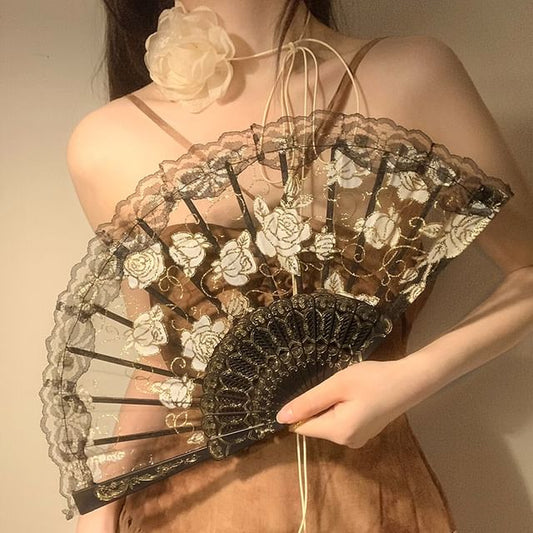 Set Hand Floral Choker / Foldable Fan Designs) (Various Lace FashionChic