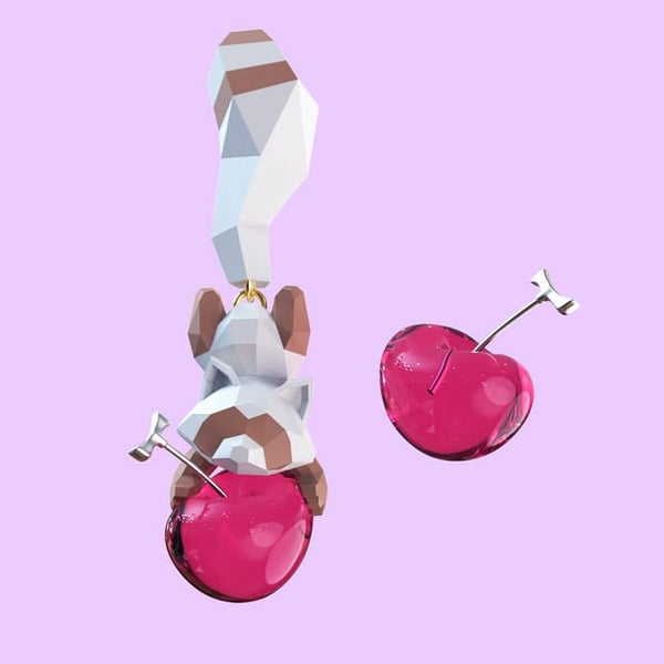 Stud / Clip-On Earring Raccoon Ear Cherry FashionChic