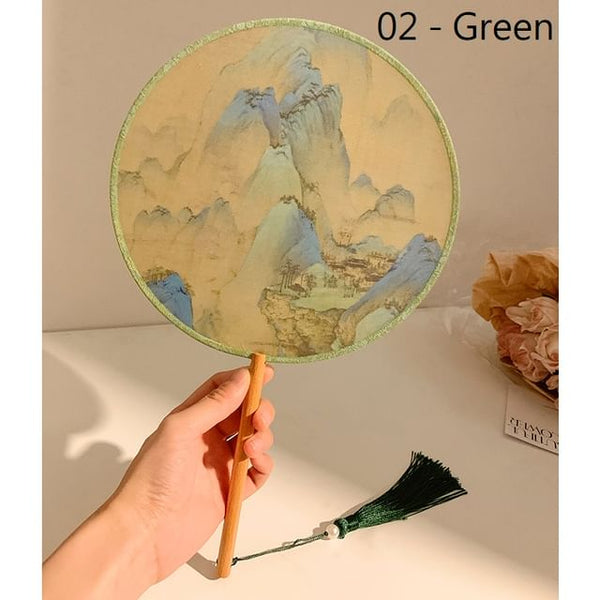 Print Tassel Embroidered Hand / Fan FashionChic