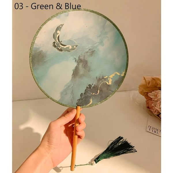 Print Tassel Embroidered Hand / Fan FashionChic