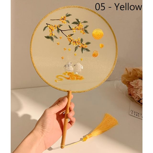 Print Tassel Embroidered Hand / Fan FashionChic