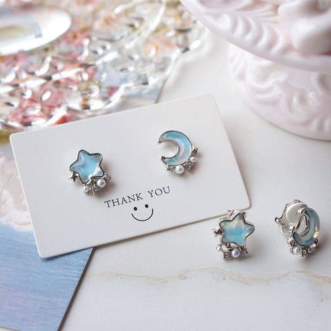Stud Earring Star Alloy Moon Asymmetrical FashionChic