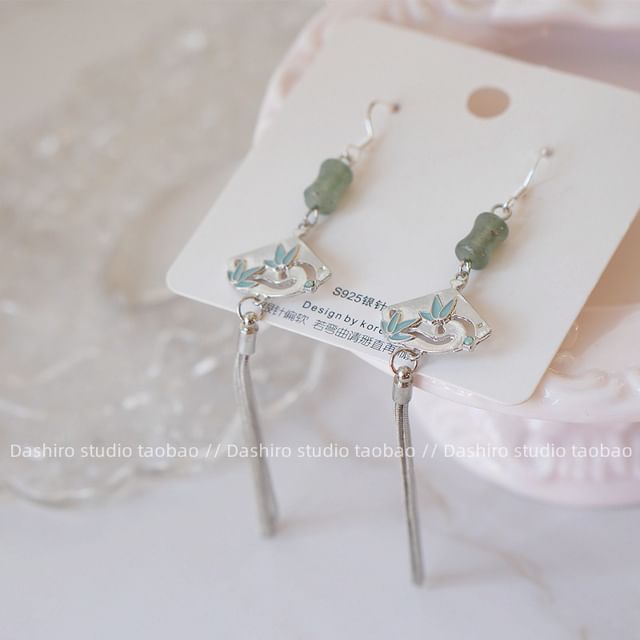 Gemstone Faux Earring Alloy Fan Dangle FashionChic