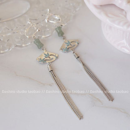 Gemstone Faux Earring Alloy Fan Dangle FashionChic
