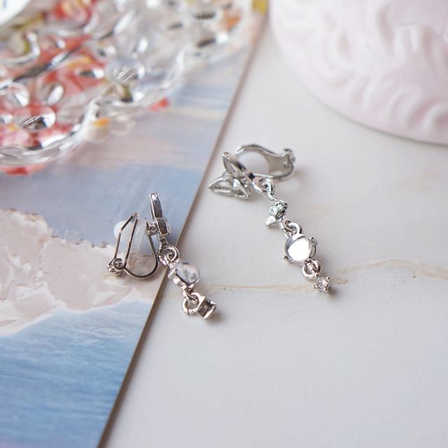 Alloy Butterfly Earring Asymmetrical Crystal Faux Dangle FashionChic