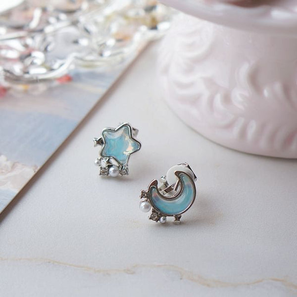 Stud Earring Star Alloy Moon Asymmetrical FashionChic