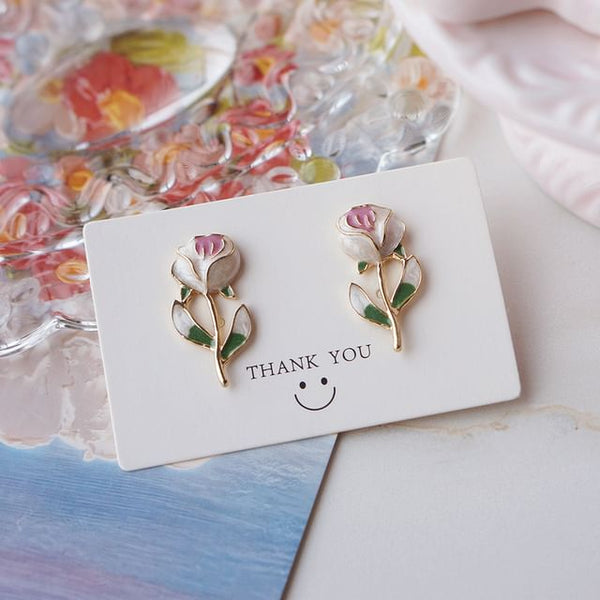 Alloy Stud Floral Earring FashionChic