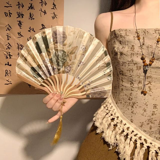 Designs) Hand Print Fan Foldable (Various Bamboo FashionChic