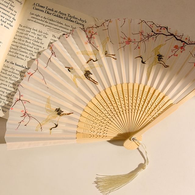 Designs) Hand Print Fan Foldable (Various Bamboo FashionChic