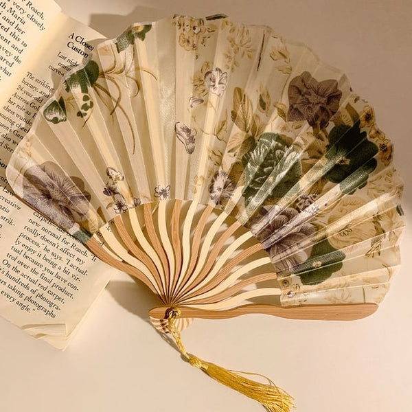 Designs) Hand Print Fan Foldable (Various Bamboo FashionChic