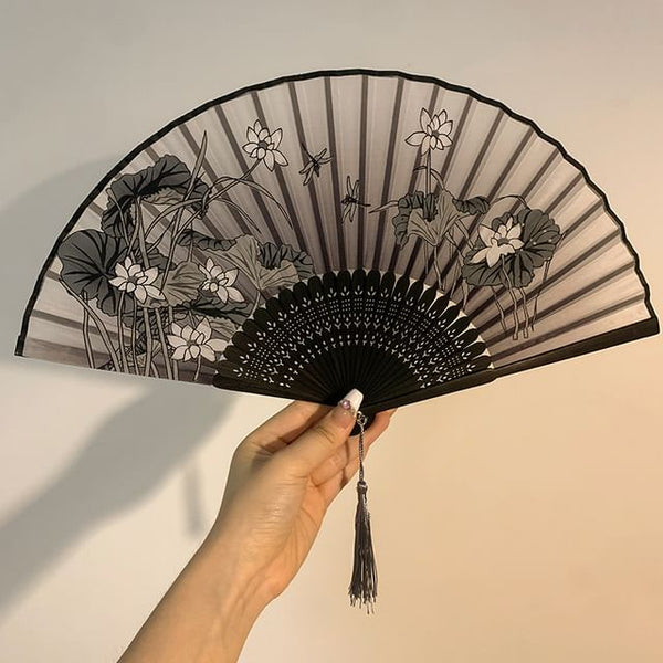 Designs) Hand Print Fan Foldable (Various Bamboo FashionChic