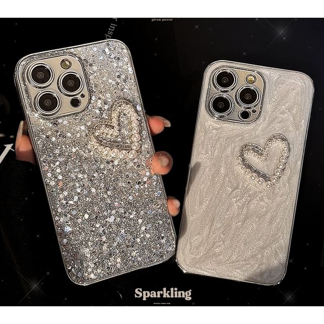 Case Pearl Heart Faux Phone FashionChic