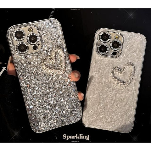 Case Pearl Heart Faux Phone FashionChic