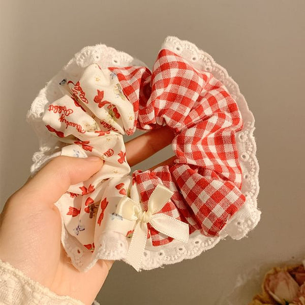 Floral Trim Lace Designs) Cherry Scrunchie / Bandana (Various FashionChic