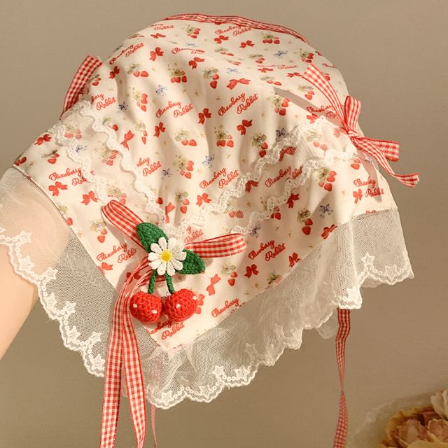 Floral Trim Lace Designs) Cherry Scrunchie / Bandana (Various FashionChic