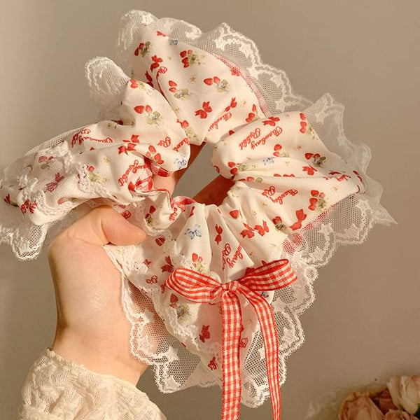 Floral Trim Lace Designs) Cherry Scrunchie / Bandana (Various FashionChic