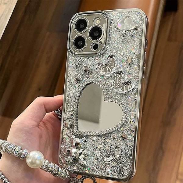 Heart Strap Set Case Mirrored Phone / FashionChic