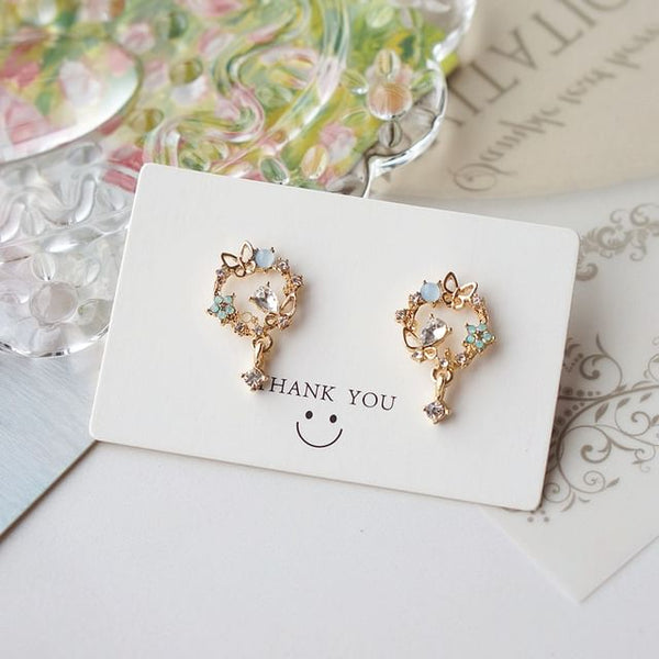 Rhinestone Earring Drop Alloy Butterfly FashionChic