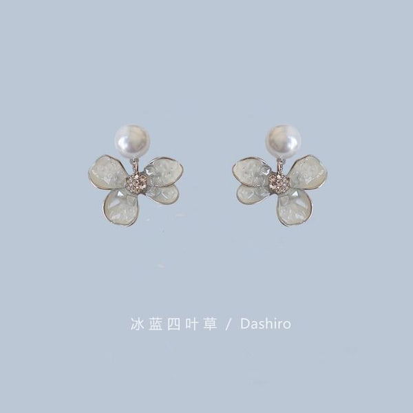 Pearl Floral Crystal / Faux Drop Alloy Earring Butterfly FashionChic