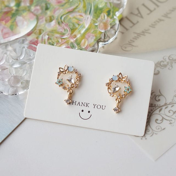 Rhinestone Earring Drop Alloy Butterfly FashionChic