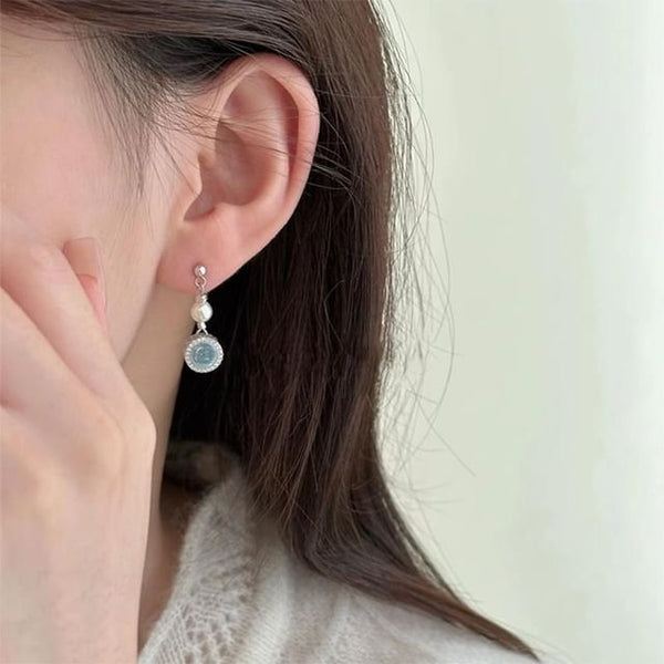 Faux Earring Drop Rhinestone Pearl FashionChic