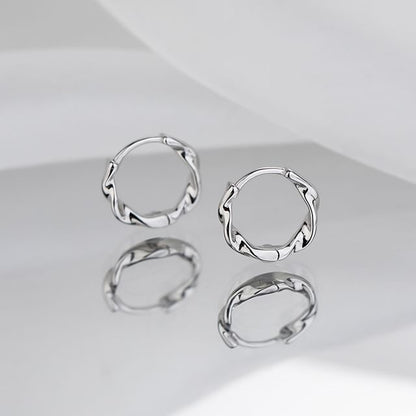 Silver Hoop Sterling Wavy Earring FashionChic