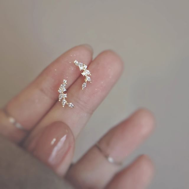 Stud Silver Sterling Ear Rhinestone FashionChic