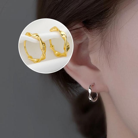 Silver Hoop Sterling Wavy Earring FashionChic