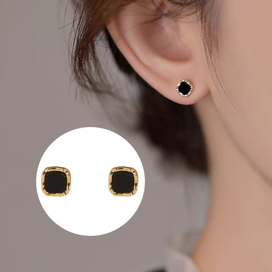 Silver Ear Square Stud Sterling FashionChic
