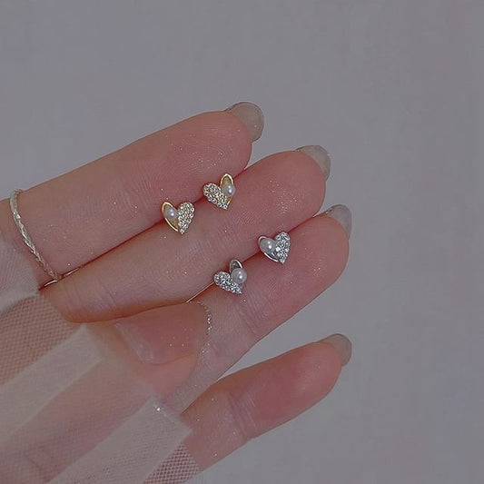 Ear Rhinestone Heart Stud FashionChic