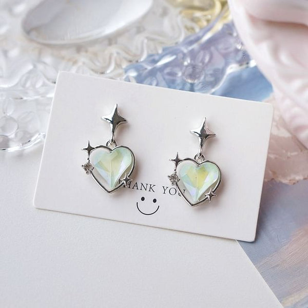 Drop Earring / Star On Heart Clip FashionChic