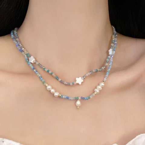 Pearl Necklace Star / Beaded Faux FashionChic