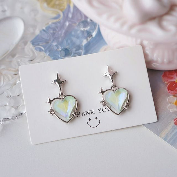 Drop Earring / Star On Heart Clip FashionChic