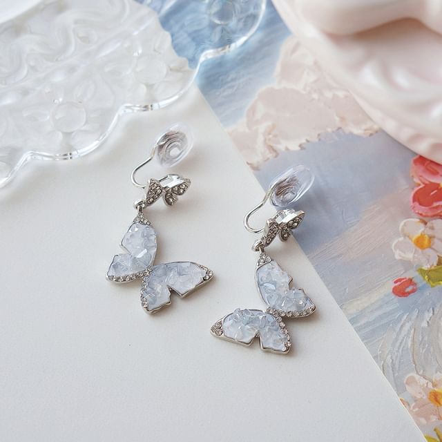 / Drop Earring On Clip Butterfly FashionChic