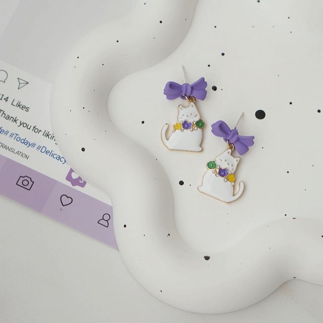 Drop On Clip / Bow Cat Earring FashionChic