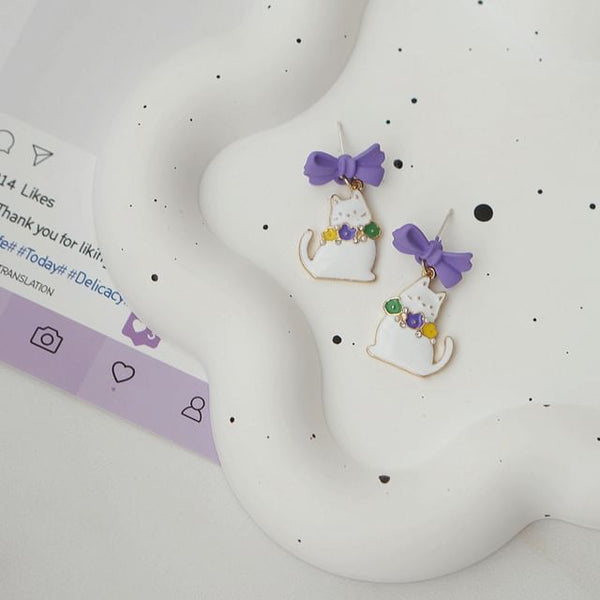 Drop On Clip / Bow Cat Earring FashionChic