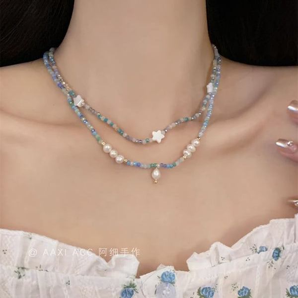 Pearl Necklace Star / Beaded Faux FashionChic
