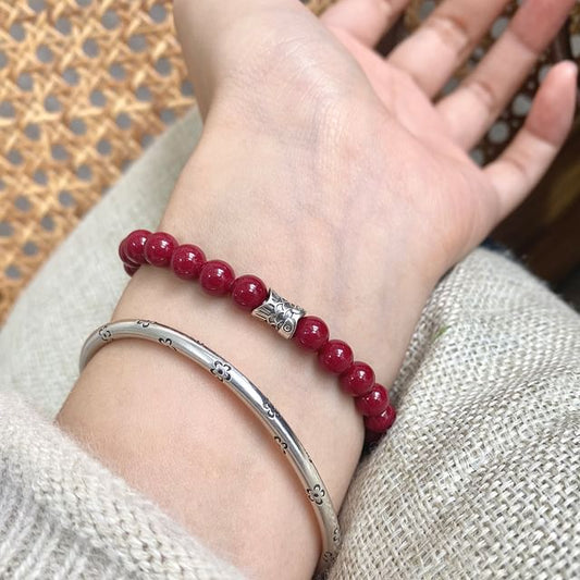 Beaded Bracelet Silver Charm FashionChic