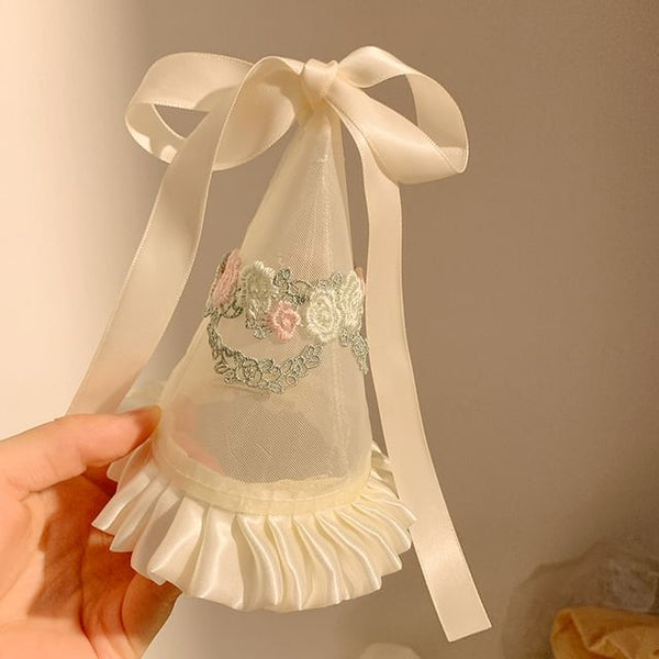 Ruffle Embroidered Hat Party FashionChic