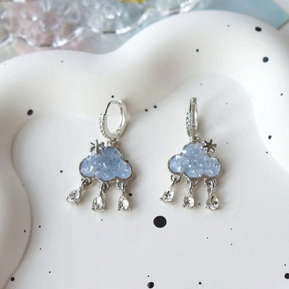 Earring Fringed Rhinestone Drop Huggie Cloud FashionChic