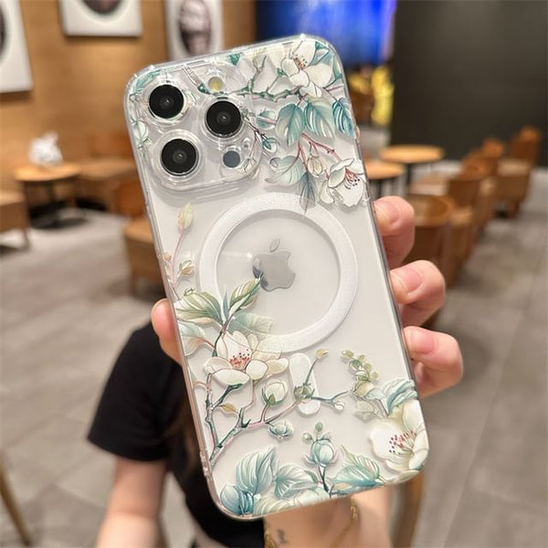 MagSafe) Floral Case Phone Magnetic with (Compatible FashionChic