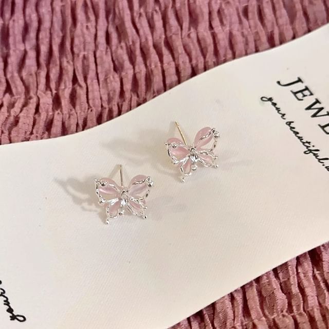 Eye Faux Stud Stone Alloy Cat Earring Butterfly FashionChic