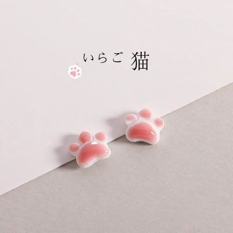 Earrings Cat Ceramic Paw FashionChic
