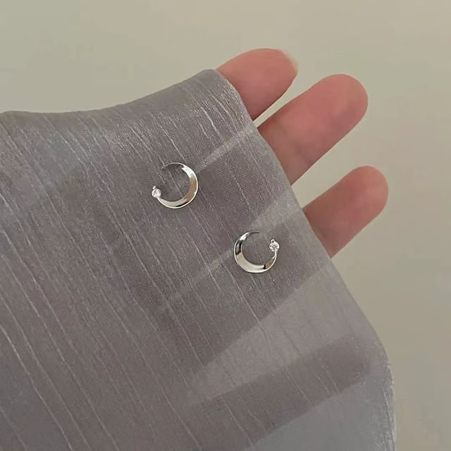 Earring Rhinestone Stud Moon Alloy FashionChic