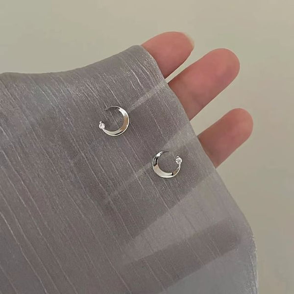 Earring Rhinestone Stud Moon Alloy FashionChic