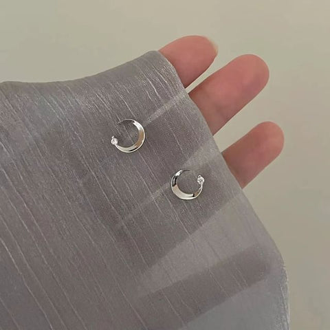 Earring Rhinestone Stud Moon Alloy FashionChic