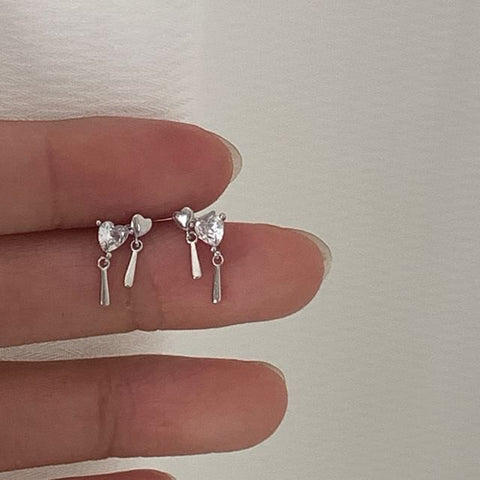 Heart Drop Earring Alloy Rhinestone FashionChic