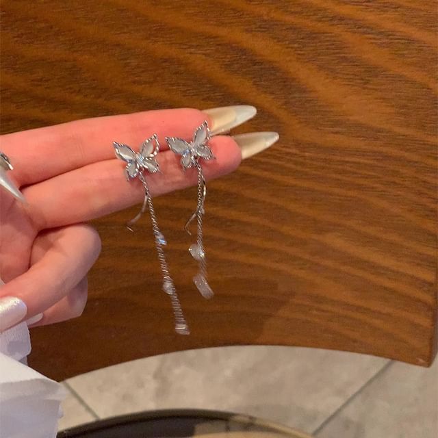 Earring Eye Alloy Butterfly Faux Dangle Stone Cat FashionChic