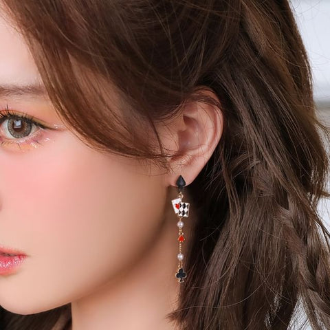 Earring Print Sterling Card Stud Poker Cuff Silver Ear / FashionChic