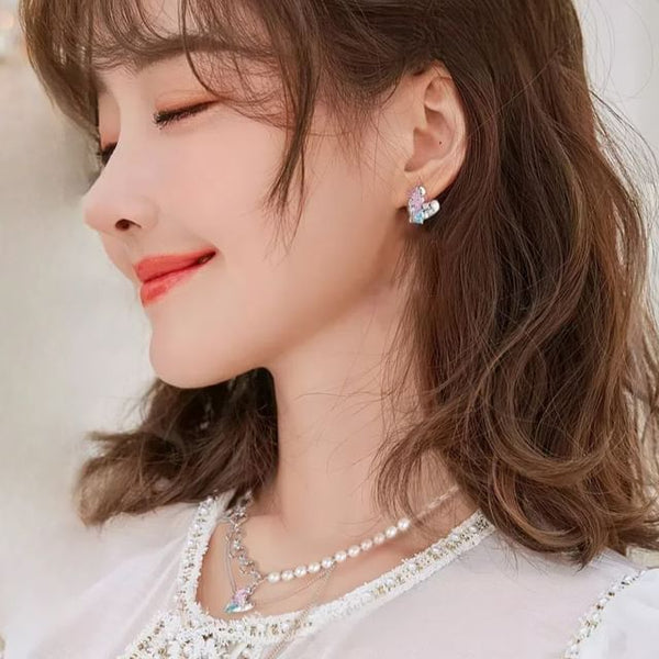 Sterling Stud Cuff Heart Ear Earring Silver Panel / FashionChic